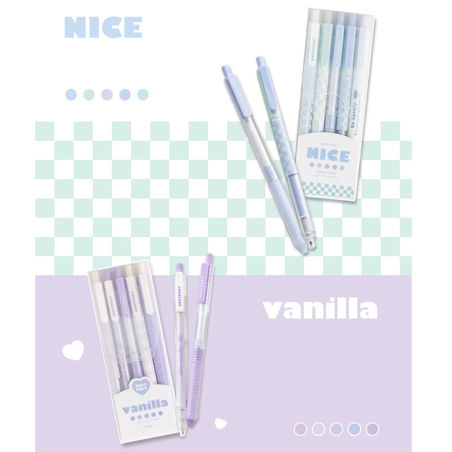 Set 5 Bút Bi Mực Đen Ngòi 0.38mm 0.5mm C7082