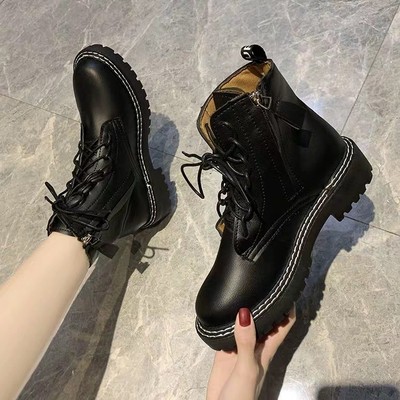 Order 12-15 ngày HÀNG LOẠI 1 - BOOTS - BỐT DA CAO CỔ BUỘC DÂY ĐẾ BẰNG RĂNG CƯA