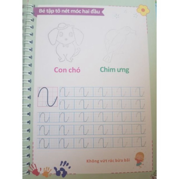 Tập tự xóa Tiếng việt cho bé Tập viết chữ, số, nét cơ bản _Dâu Tây Baby Shop S020