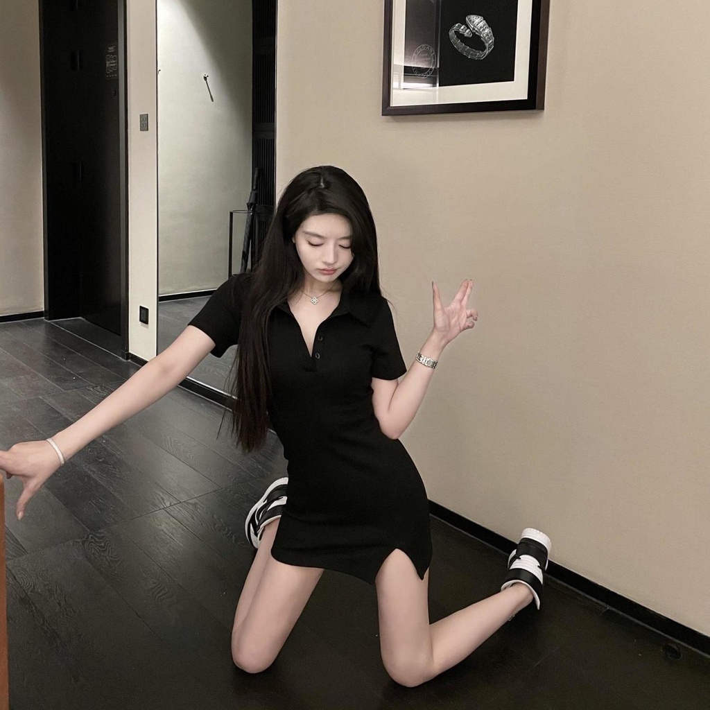 COZOK Đầm thun polo ôm dáng thời trang dành cho nữ