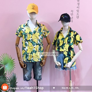 [Yeah1Shop]- Áo sơ mi trái cây chuối 03 ( có size to) - SMTC