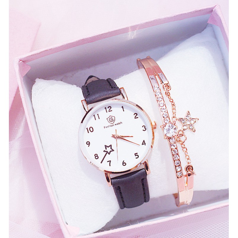 (Ko tặng lắc) Đồng hồ thời trang nữ Fashion Watch W1 dây da lộn hình ngôi sao | BigBuy360 - bigbuy360.vn