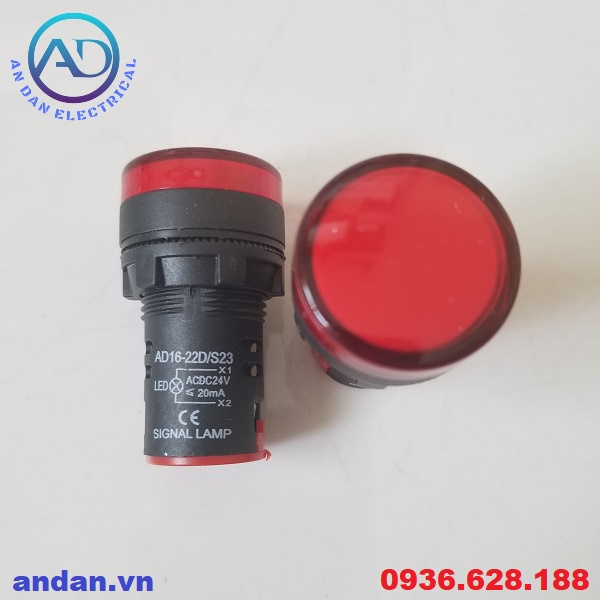 Đèn báo nguồn LED phi 22 AD16-22DS , Đèn báo pha AC380V AC220V AC/DC24V