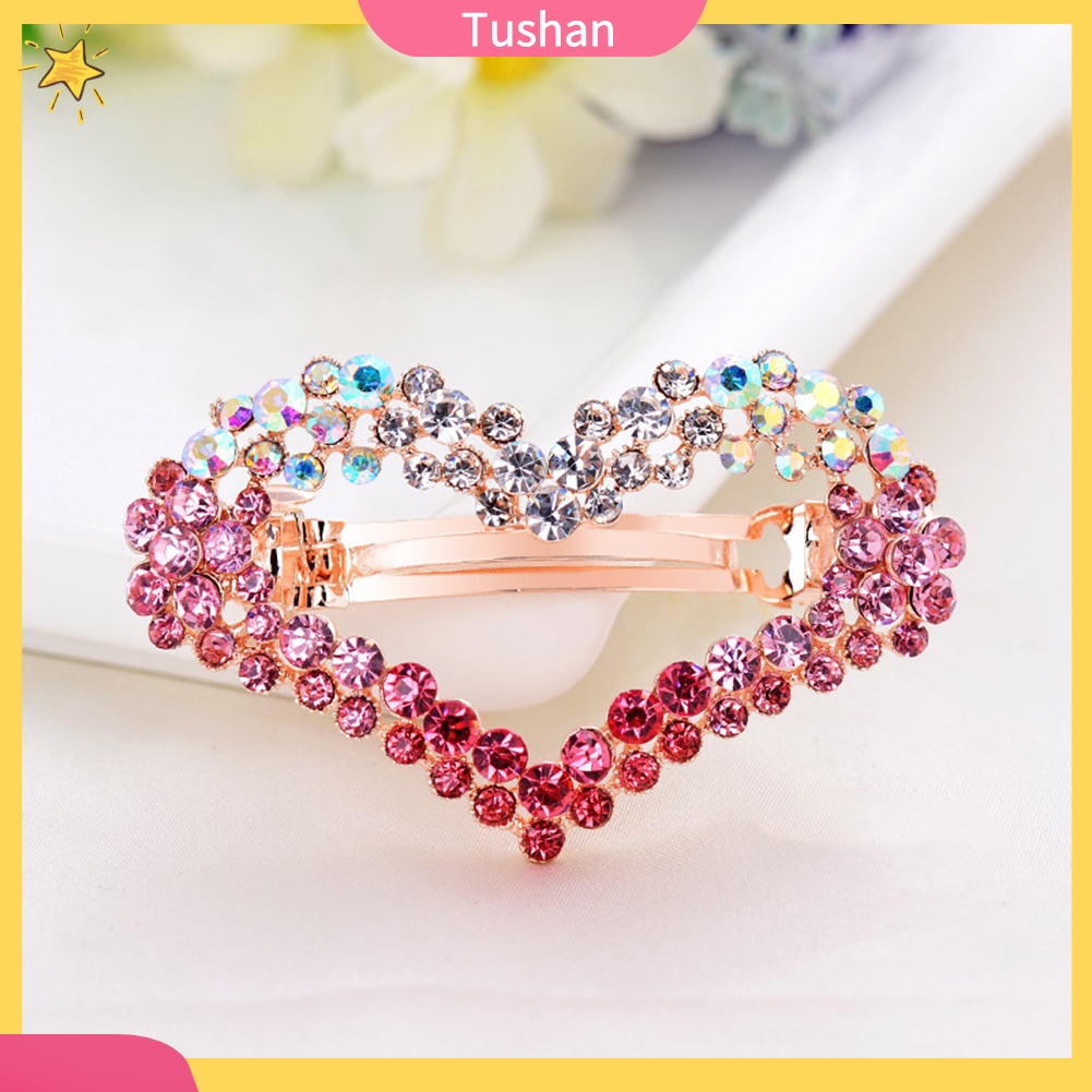 Kẹp tóc đính đá hình trái tim
