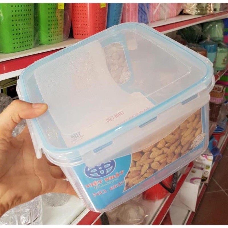 [Chính Hãng] Bộ 3 HỘP VUÔNG NHỰA  ĐỰNG THỰC PHẨM VIỆT NHẬT (Hộp lạnh vuông 6537)