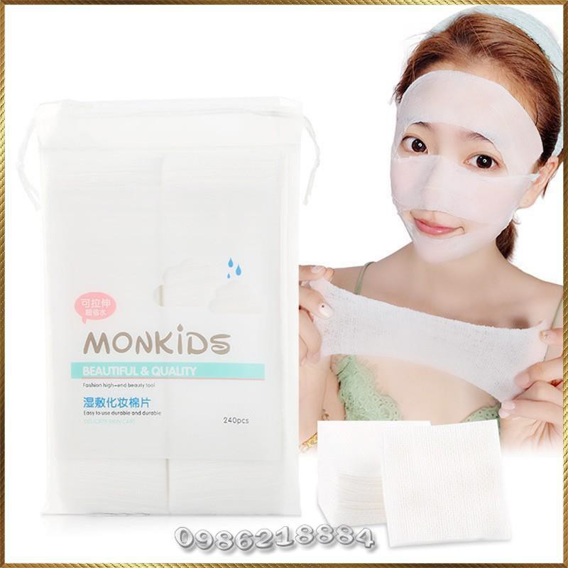 Bông trang điểm 240 miếng Monkids mỏng mịn co dãn thích hợp làm Loliton Mask MLM2