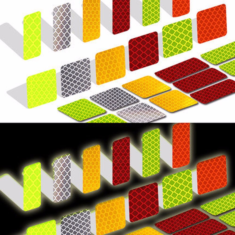 Set 10 miếng dán phản quang hình vuông dùng để cảnh báo an toàn cho xe hơi VANES1