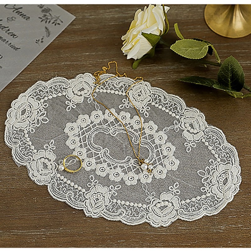 Khăn ren trải bàn thêu họa tiết cổ điển trang trí phòng/nhà cửa