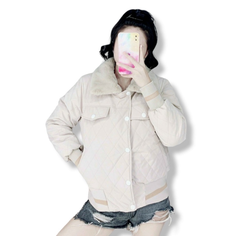 Áo Khoác Phao Nữ Cúc Bấm Cổ Lông [ HÌNH THẬT SẢN PHẨM ] - ĐĂNG QUANG FASHION