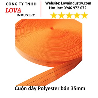 Cuộn dây đai dù, dây đai vải bản 35mm màu cam buộc hàng, chằn hàng