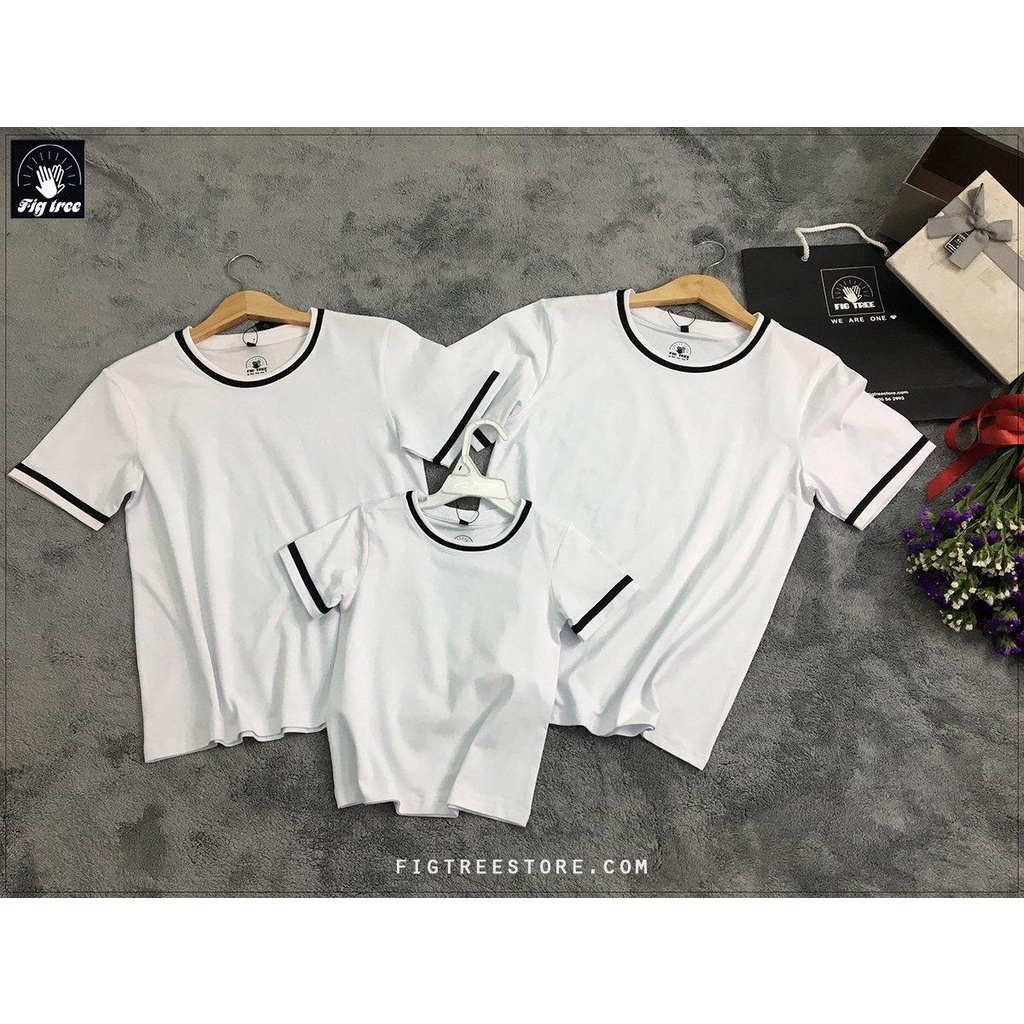 Combo Thun Gia đình Fig Tree màu trắng phối viền đen