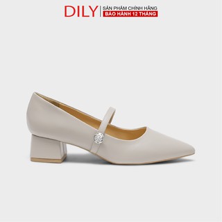 Giày Cao Gót DILY Thời Trang Công Sở Gót Vuông 3cm Màu Xám_ AA0165