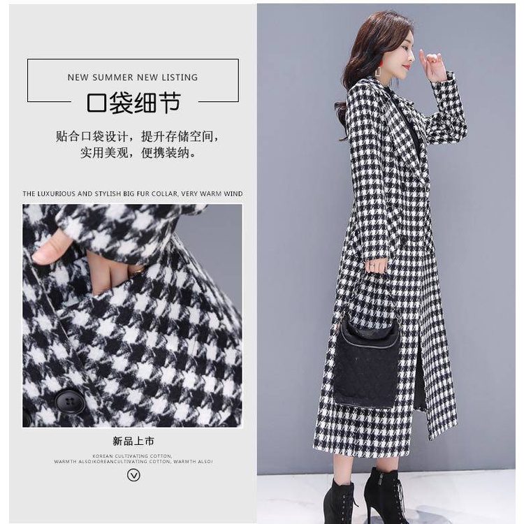 Áo khoác len dáng dài họa tiết kẻ sọc thời trang cho nữ 2021