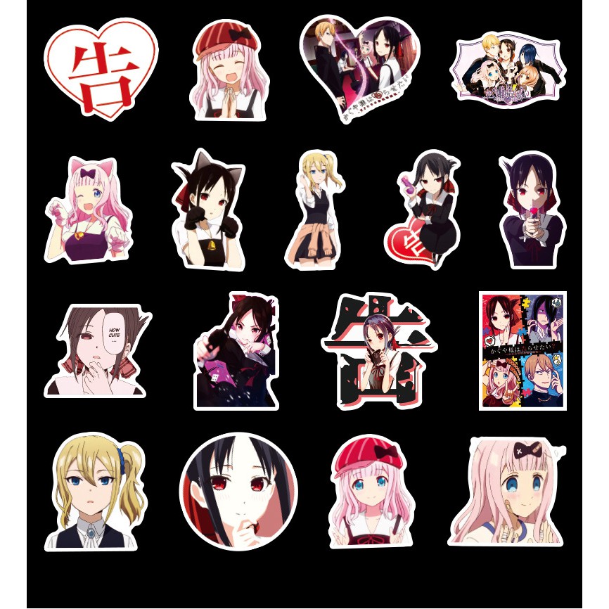 Miếng dán Sticker anime/manga Kaguya-sama wa Kokurasetai Tensai-tachi trọn bộ 50 hình - In rõ ràng sắc nét khó tróc
