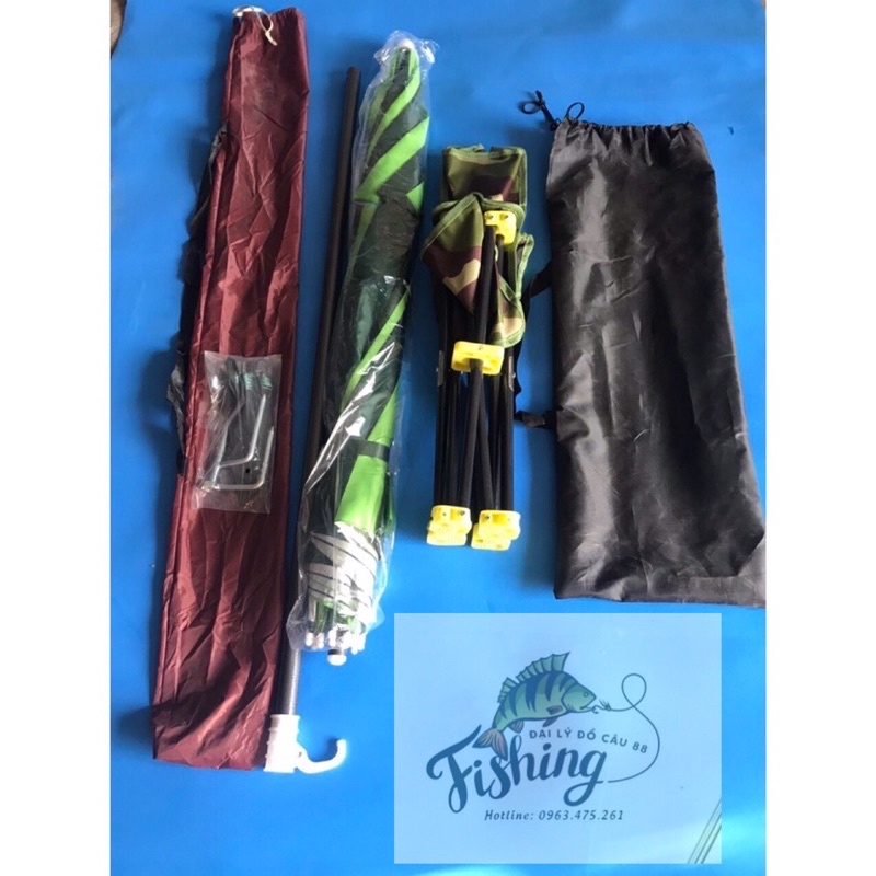Bộ ô dù câu cá+ ghế câu cá