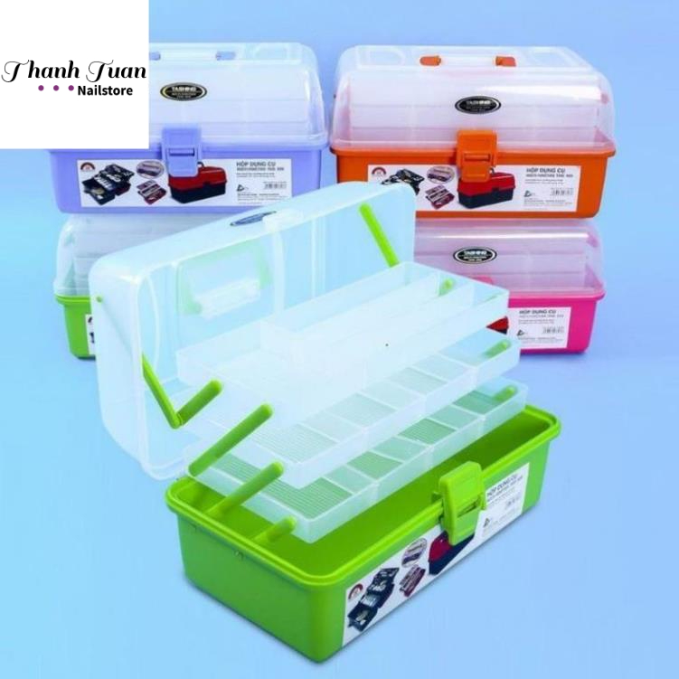 Hộp dụng cụ nhựa đa năng 3 tầng nắp trong  - Phụ kiện đồ nail
