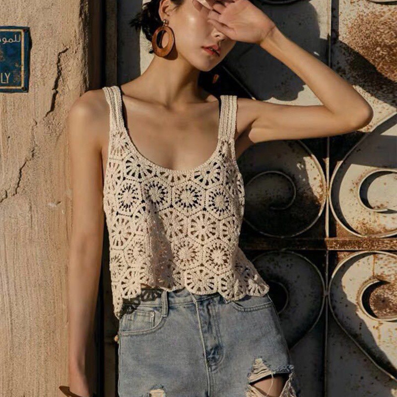 Áo Tank Top Dáng Rộng Màu Sắc Trơn Phong Cách Bohemian Thời Trang Cho Nữ