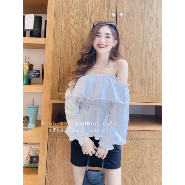 [Mã 153FASHIONSALE1 giảm 10K đơn 50K] Áo bẹt vai tầng tay bo babydoll