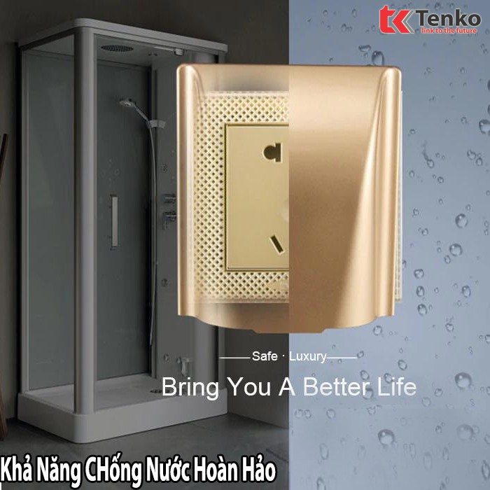 Mặt che mưa chống nước cho ổ cắm Vuông Tenko TK-WB01 Vàng