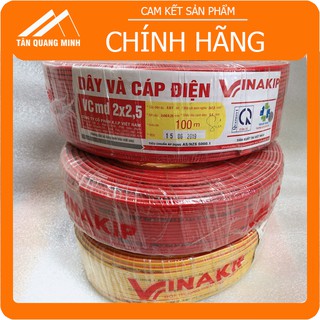 Dây Đôi vcmd 2x2.5 Vinakip 100% Đồng Nguyên Chất Dây điện có hai màu dễ dàng phân biệt âm dương