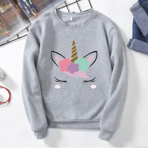 Áo hoodie không mũ dài tay unicorn kỳ lân cực cute (order)