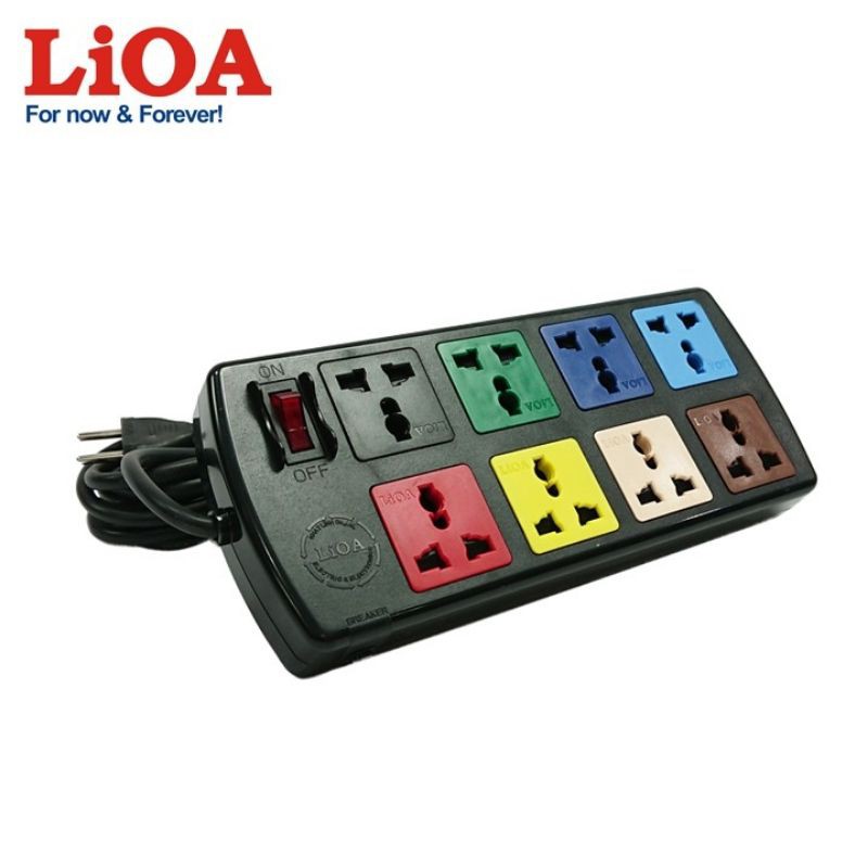Ổ cắm đa năng LiOA - 8 ổ cắm 1 công tắc tổng - Bảo vệ quá tải - Nắp che an toàn - Chính hãng