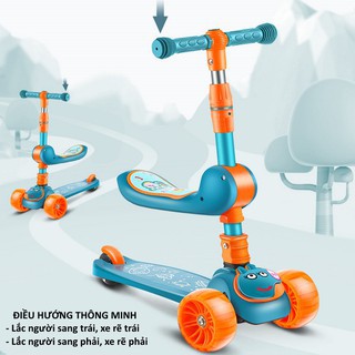 Xe trượt scooter đa năng phát sáng cho bé - Xe thăng bằng có nhạc, ghế nhún cho trẻ, 3in1, 3 trong 1