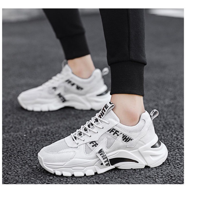 Giày Thể Thao Nam 👟Giày sneaker nam -  Giày nam Màu trắng sữa dáng đẹp đế tăng chiều cao 4cm MS07 | BigBuy360 - bigbuy360.vn