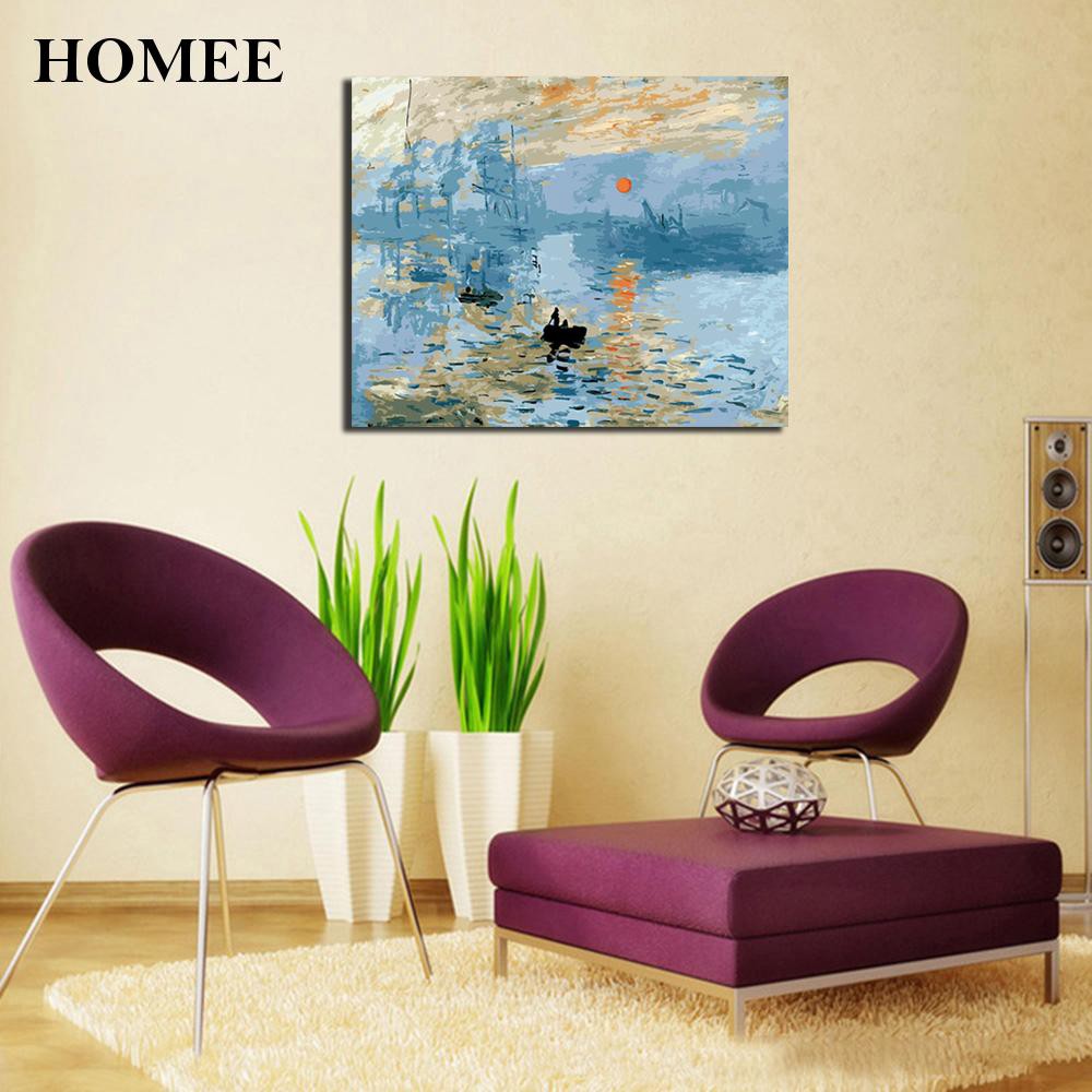 Bộ Tranh Sơn Dầu 40x50cm Tự Làm Họa Tiết Bình Minh Và Bình Minh