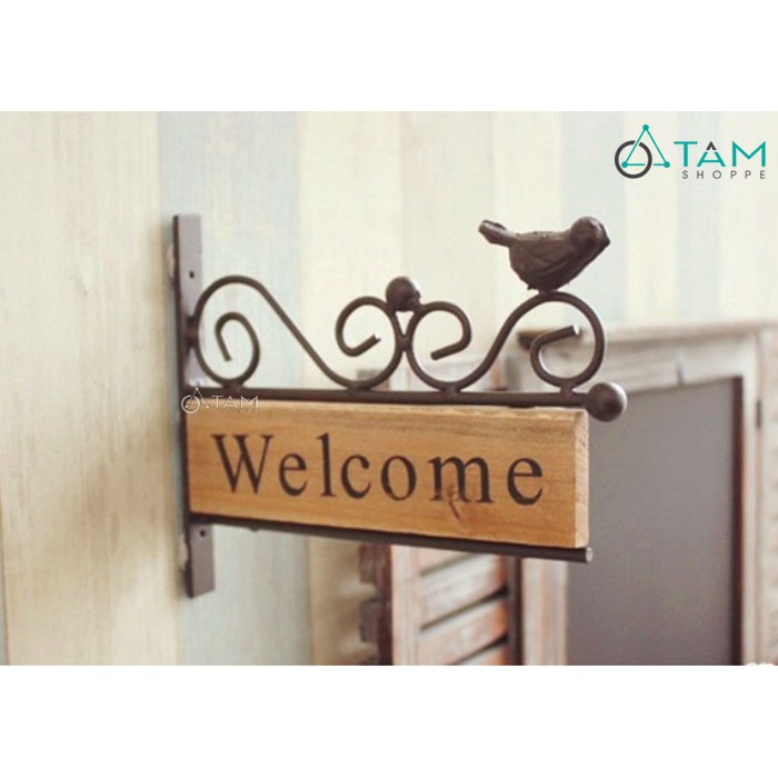 Bảng welcome áp tường viền khung sắt cổ điển số 19