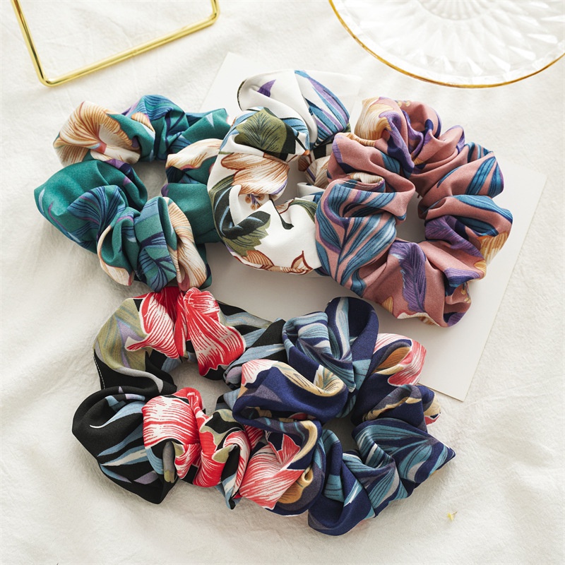 Dây Buộc Tóc Họa Tiết Hoa Nhiều Màu Sắc Phong Cách Retro Thời Trang Cho Nữ