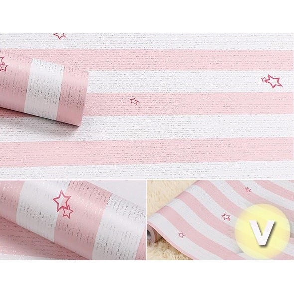 Cuộn 10m Giấy dán tường Sao hồng sẵn keo khổ rộng 45cm