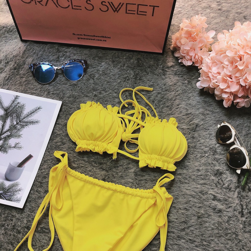 bikini 2 mảnh chun ngực quần tam giác thắt nơ điệu đà | BigBuy360 - bigbuy360.vn