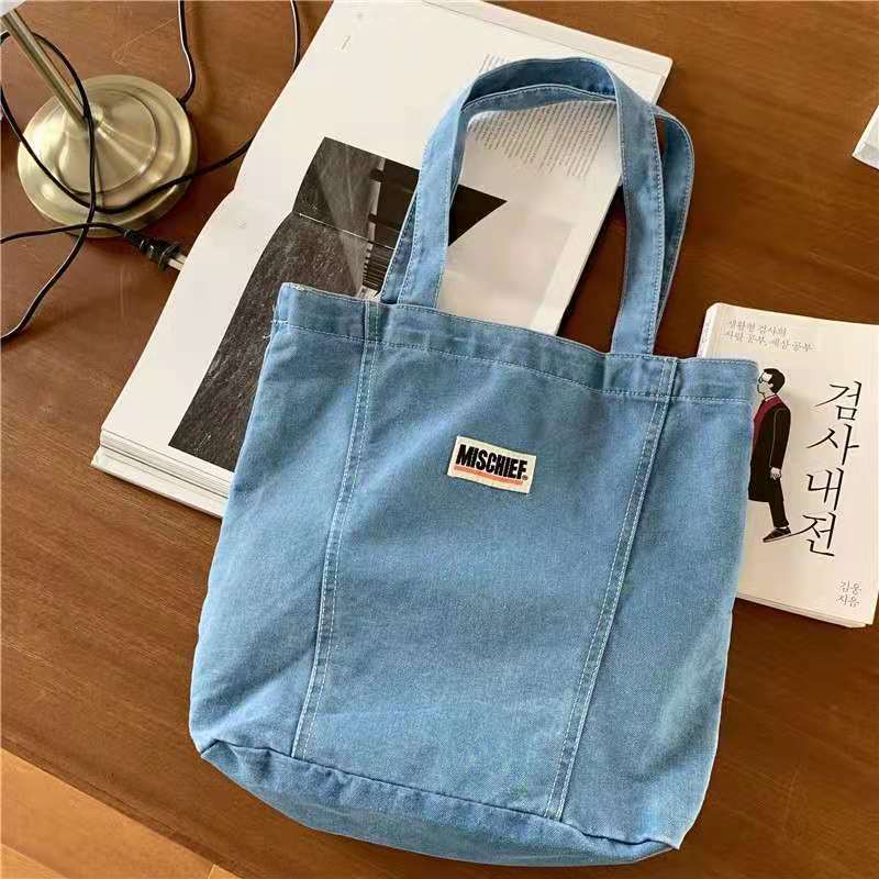 Túi Xách Denim Cỡ Lớn Phong Cách Retro Hàn Quốc Cho Nữ 3 Kiểu