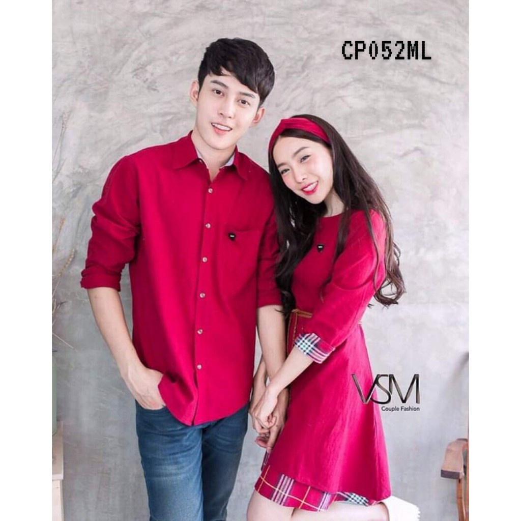 Áo cặp nam nữ đẹp 🎀FREESHIP🎀 SET áo váy cặp chất vải đẹp, áo đôi NOEL màu đỏ đô VSM AV157 (có ảnh thật)