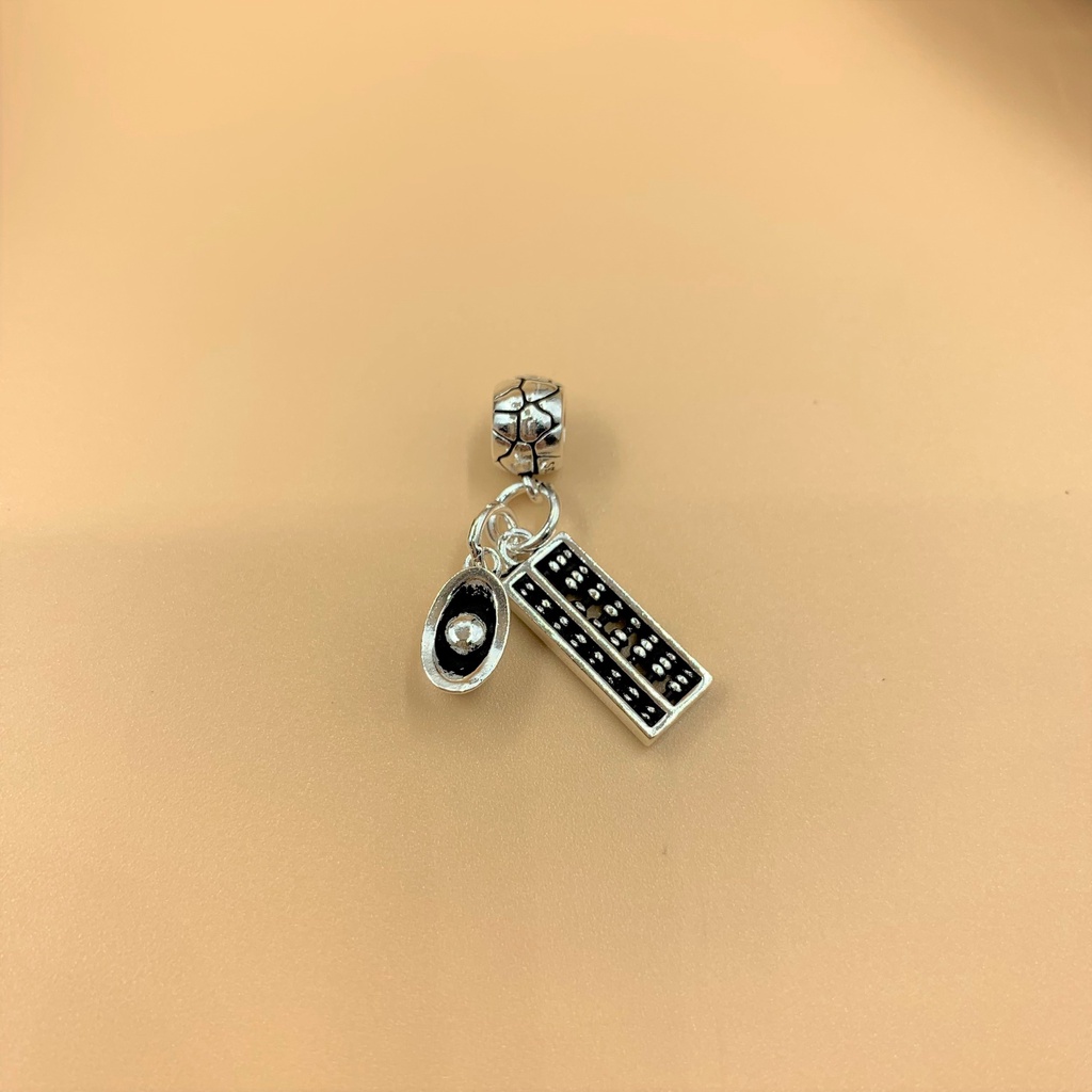 Charm móc treo bàn tính và đĩnh bạc - Charm Bạc 925 - Mã CA595