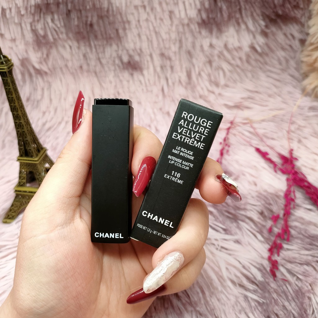 Son Chanel Rouge Allure Velvet 116 Extreme mini 1.2g Cao Cấp,  Bờ Môi Mềm Mượt Tự Nhiên Đầy Quyến Rũ