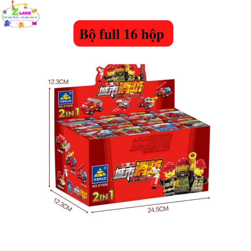 Bộ đồ chơi trẻ em các loại xe cứu hỏa City Fire 2 cách lắp khác nhau