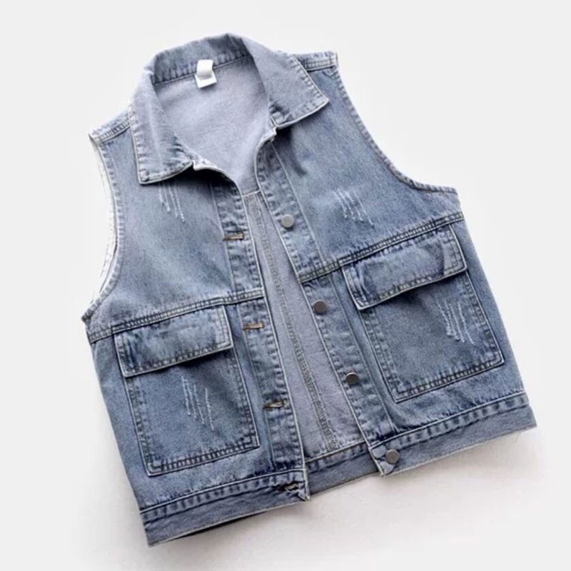 Áo Khoác Denim Sát Nách Dáng Rộng Phối Túi Lớn Đơn Giản Thời Trang Xuân Hè Hàng Mới Dành Cho Bạn Nữ 2021 | BigBuy360 - bigbuy360.vn