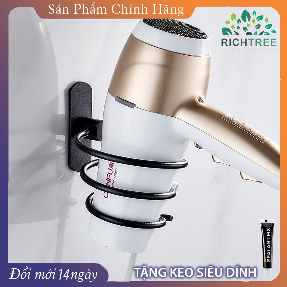 Giá treo máy sấy tóc, dụng cụ treo máy kiểu xoắn lò xo - Giá treo tiện lợi + Tặng keo siêu dính