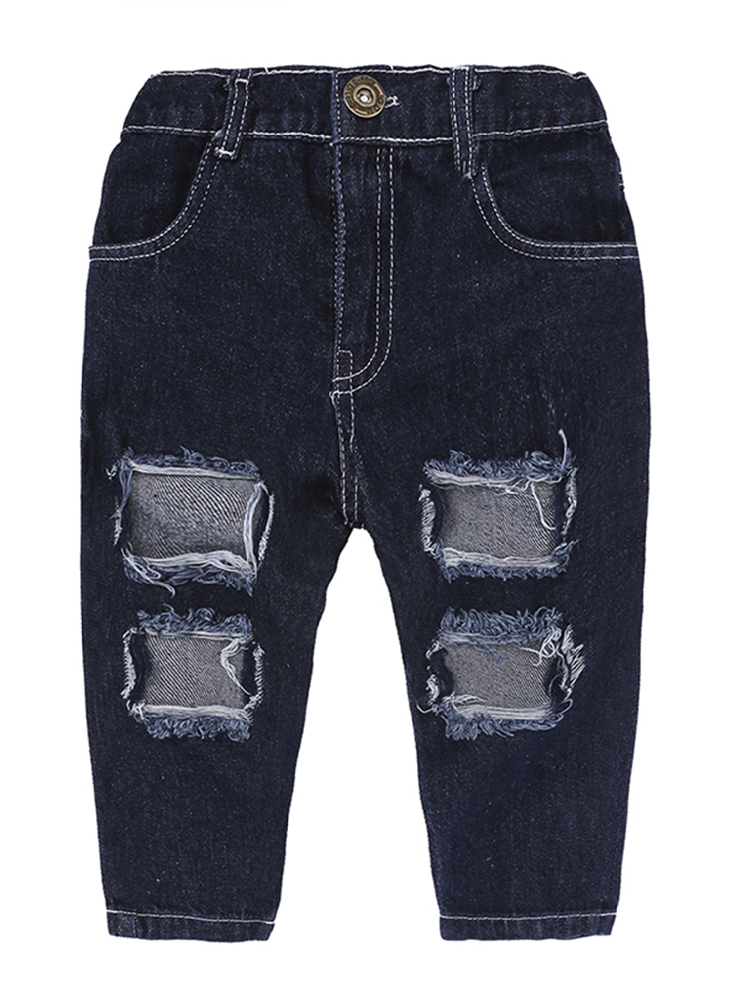 Set Đồ Mùa Hè 2 Món Gồm Áo Hở Vai Màu Trơn + Quần Jeans Rách Cho Bé Gái 9 Tháng Đến 7 Tuổi