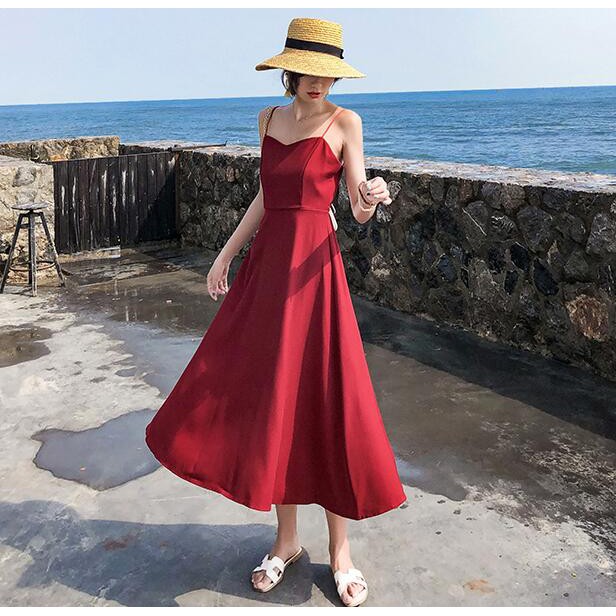 Đầm midi nữ thiết kế dây hở lưng thời trang | BigBuy360 - bigbuy360.vn