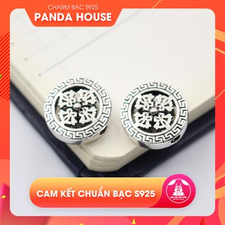 Charm bạc s925 tròn họa tiết bánh xe pháp luân xỏ ngang (3#) 5*14*14mm - Panda House