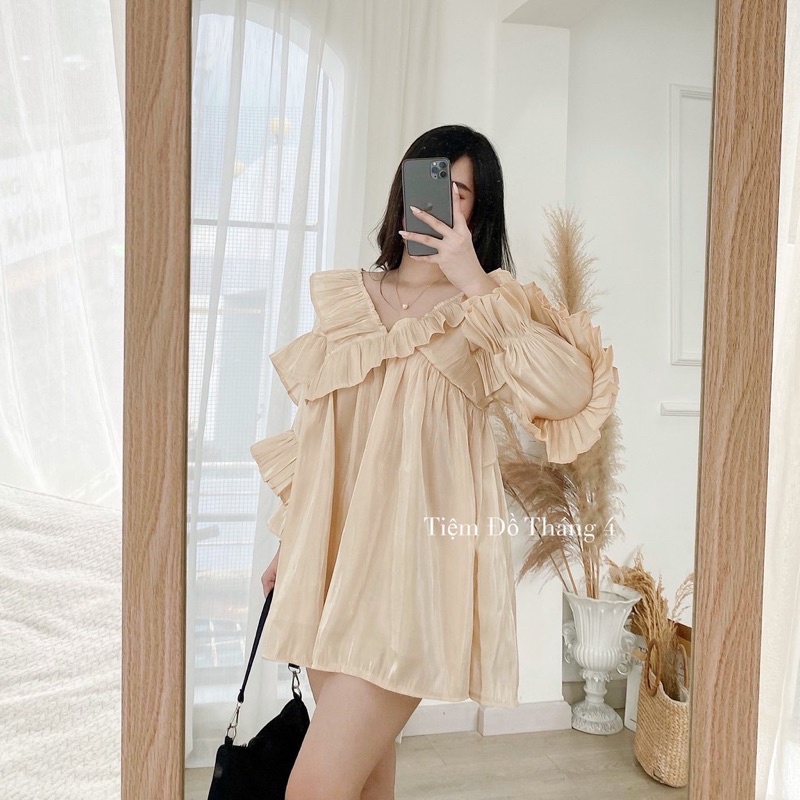 ÁO BABYDOLL BÈO CỔ V