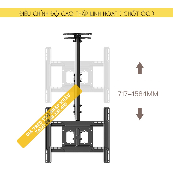 Giá Treo Tivi Thả Trần NB T560 32 - 40 - 43 - 50 - 60 - 65 Inch - Khung Treo Tivi Ngược Trần Nhập Khẩu