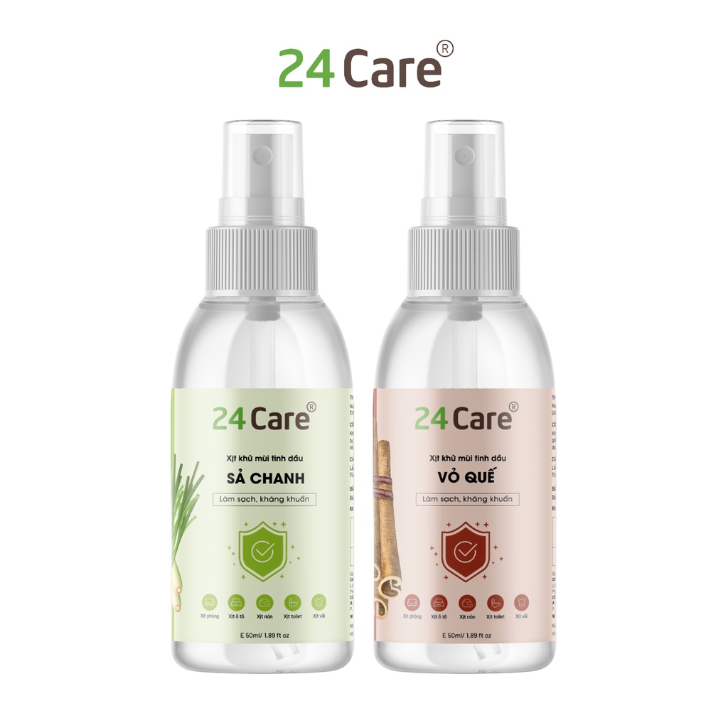 Combo 2 xịt Sả Chanh + Quế 24Care 50ml/chai