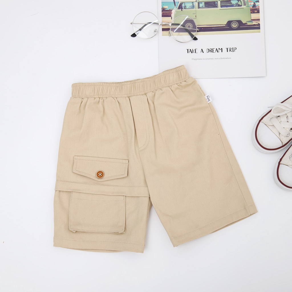 Quần short bé trai ILABY kaki phối túi [30IB12500822]
