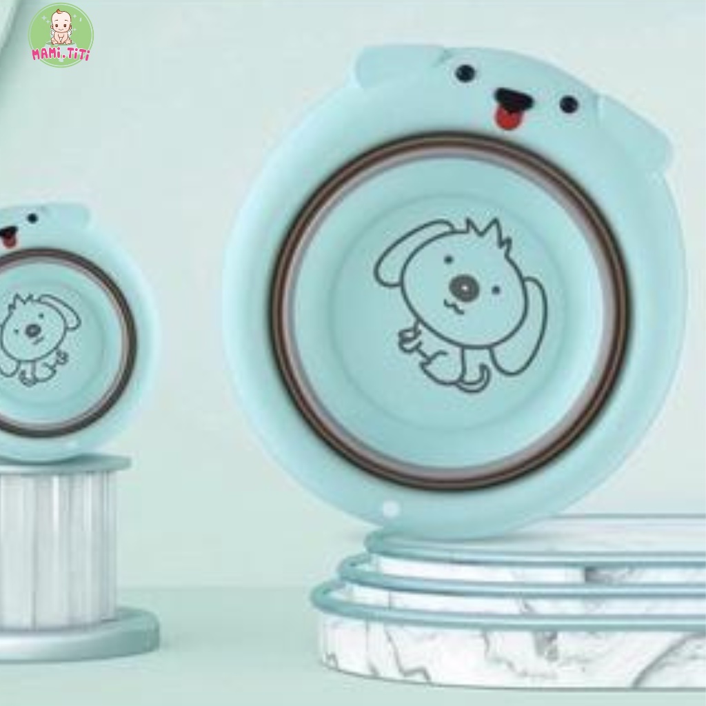 Chậu rửa mặt gấp gọn, CHẬU RỬA MẶT SILICON GẤP GỌN CHO BÉ HÌNH CÚN
