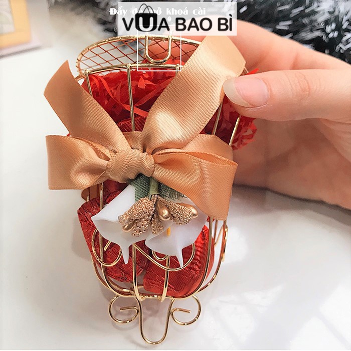 Hộp đựng quà giỏ kim loại mini, hộp lồng chim đựng bánh kẹo trang trí giỏ quà, sự kiện VUA BAO BÌ