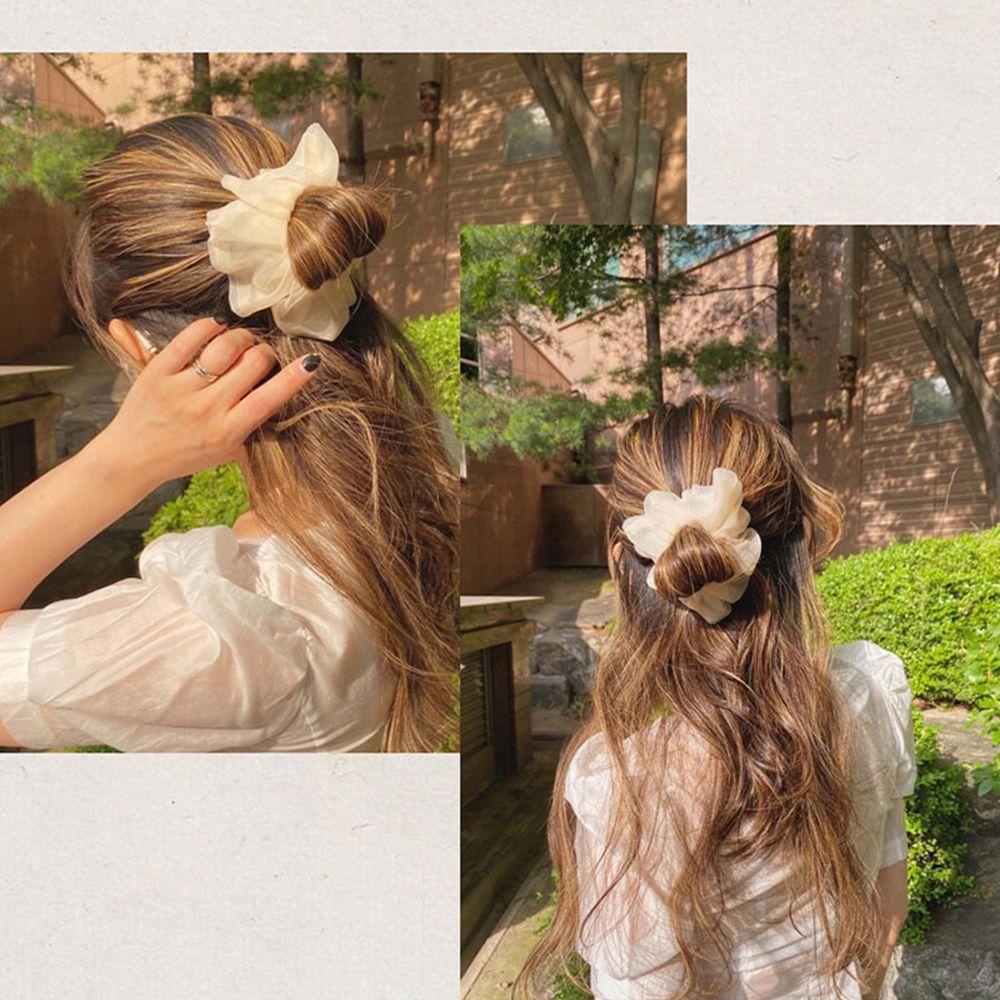 Leily Kẹp Tóc Đuôi Ngựa Bằng Lụa Chiffon Có Khóa Cài Đuôi Ngựa Cho Nữ